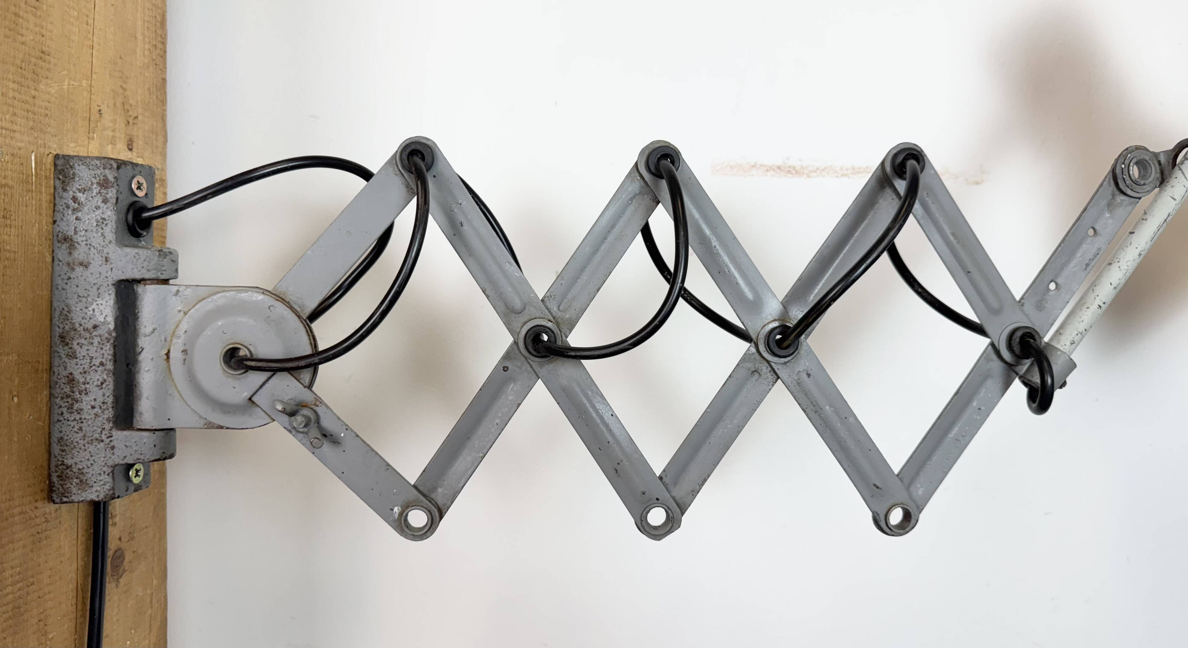 Industrial Grey Scissor Wall Lamp, 1960s