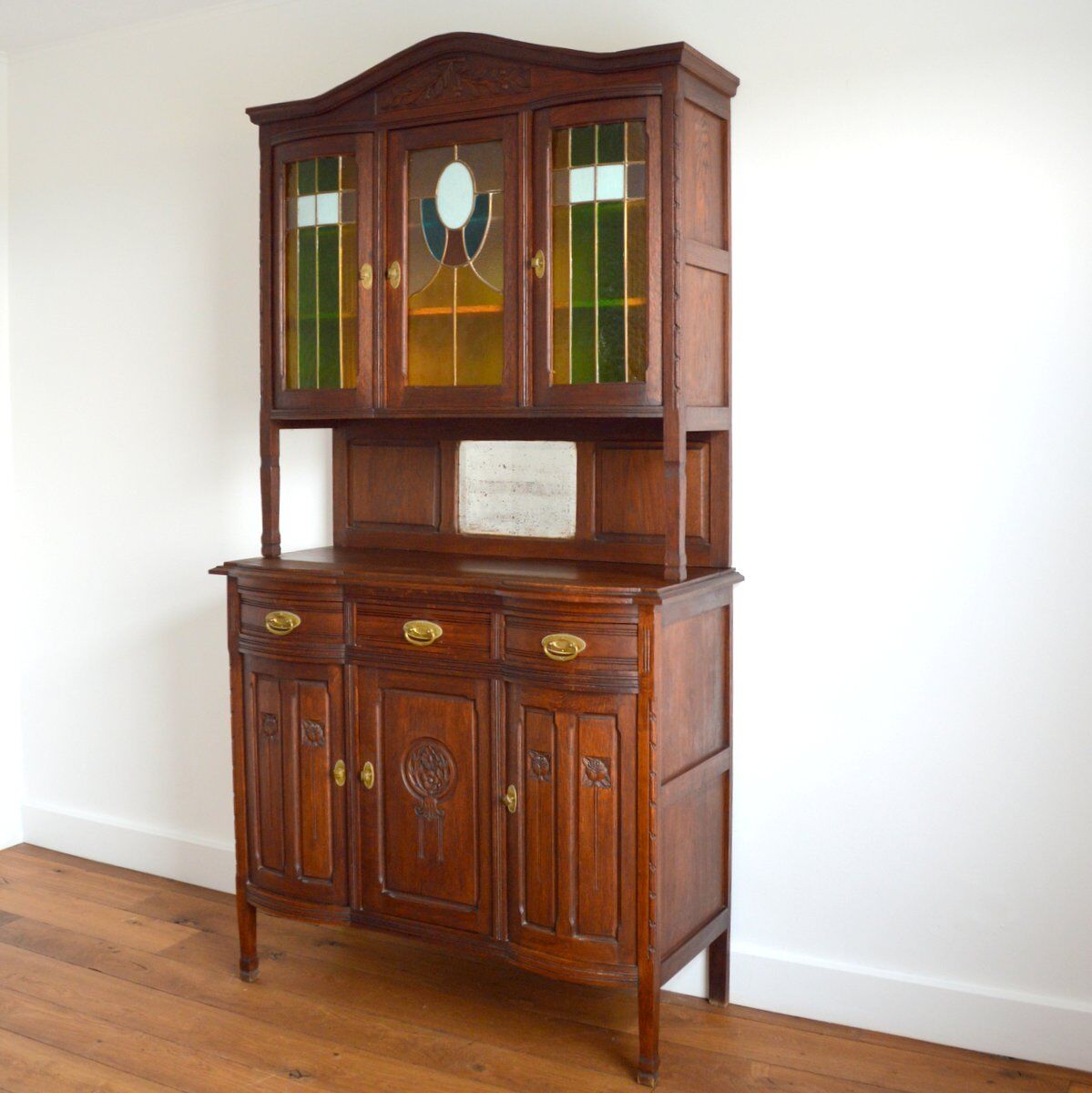 China buffet stained glass Art Nouveau 1900 vintage