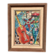 Huile sur toile suédoise « Nature morte avec guitare » par Josef José vintage 25×31 cm