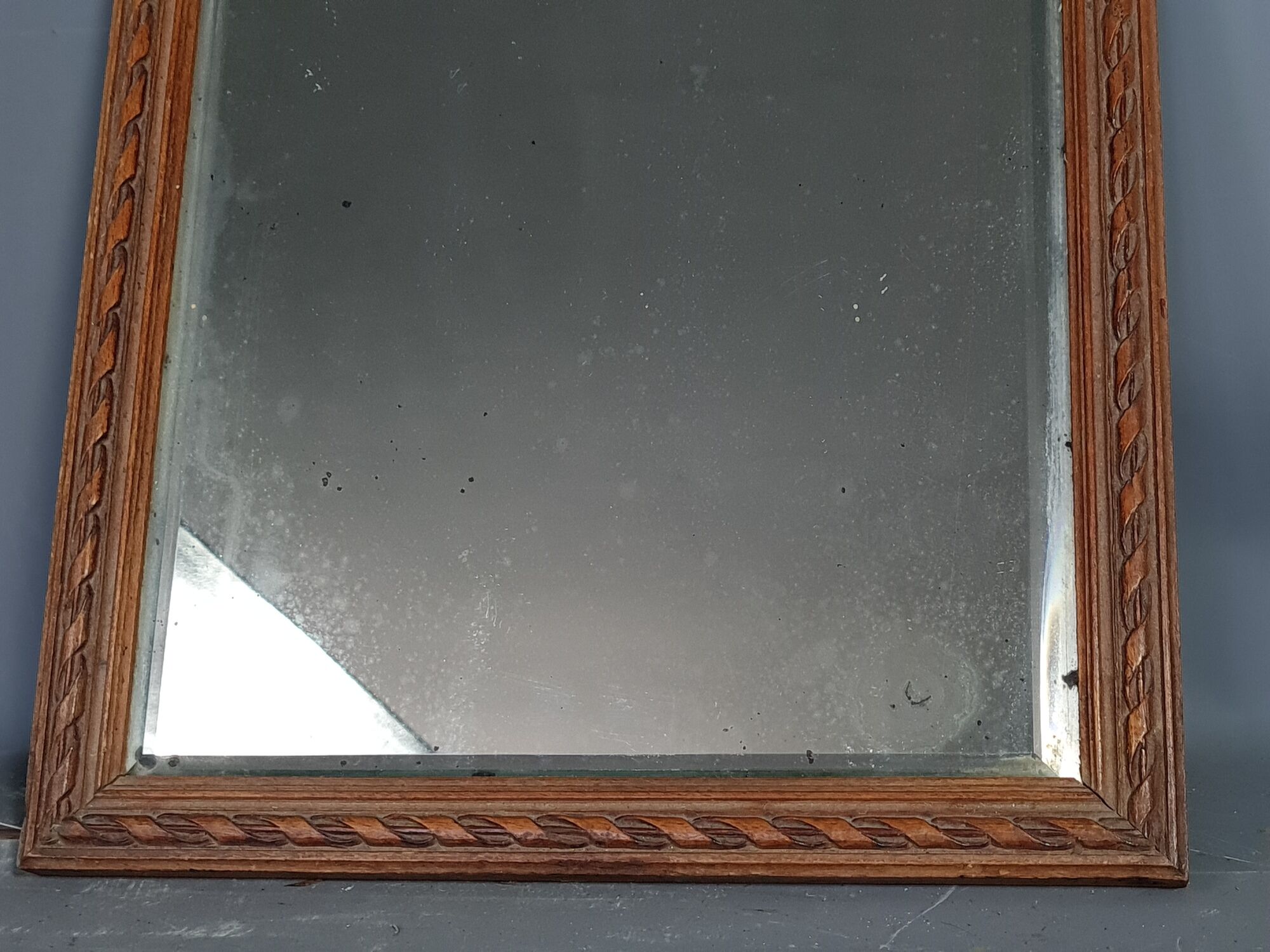 Old louis XVI style mirror carved wood, beveled ice 31x25 cm SB