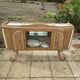 Art Deco buffet with showcase and solid raw wood mirror
