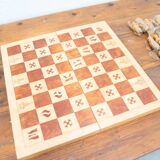 Beech wood chess board, new, with pieces in original box