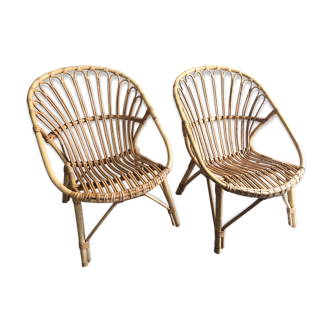 Pair of rattan armchairs