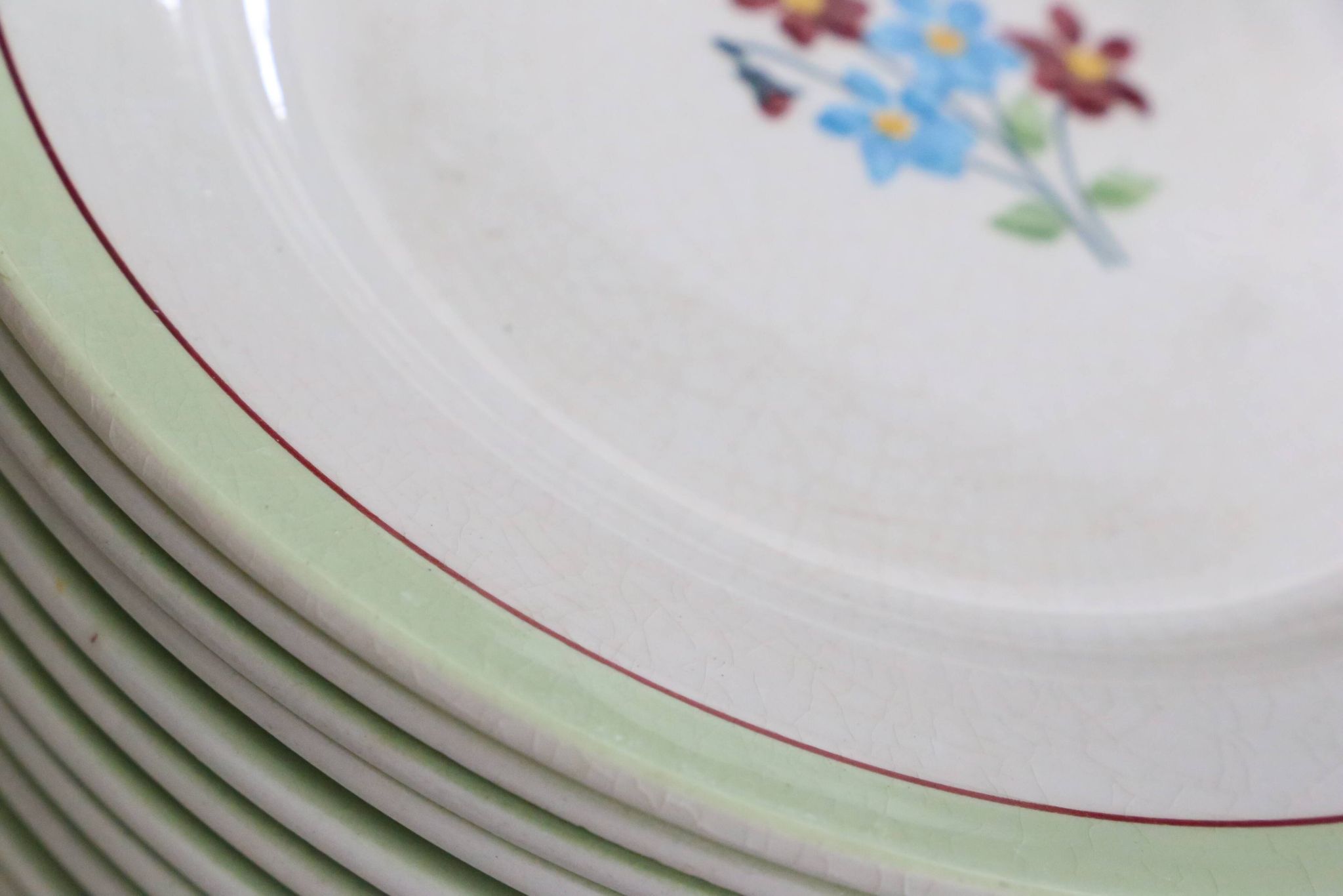 Set of 6 flat plates Moulin des Loups, Nina model, vintage French
