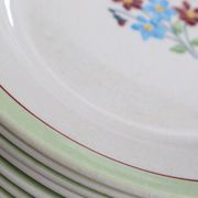 Set of 6 flat plates Moulin des Loups, Nina model, vintage French