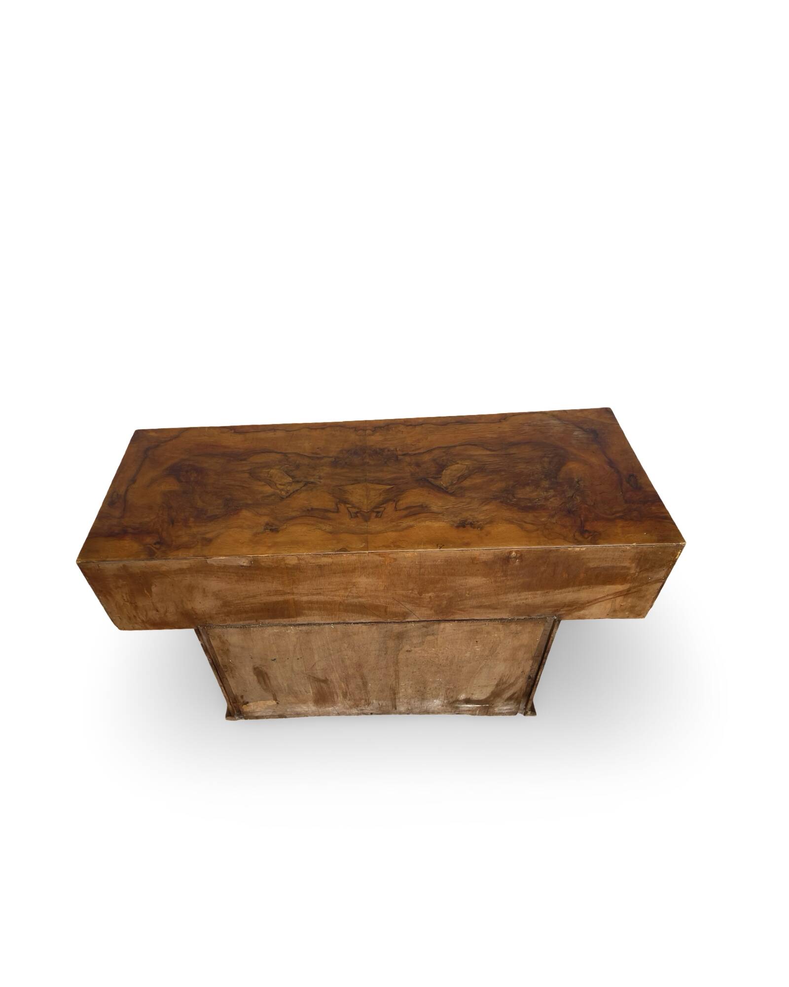 Italian burl walnut art deco console table, 1930s.