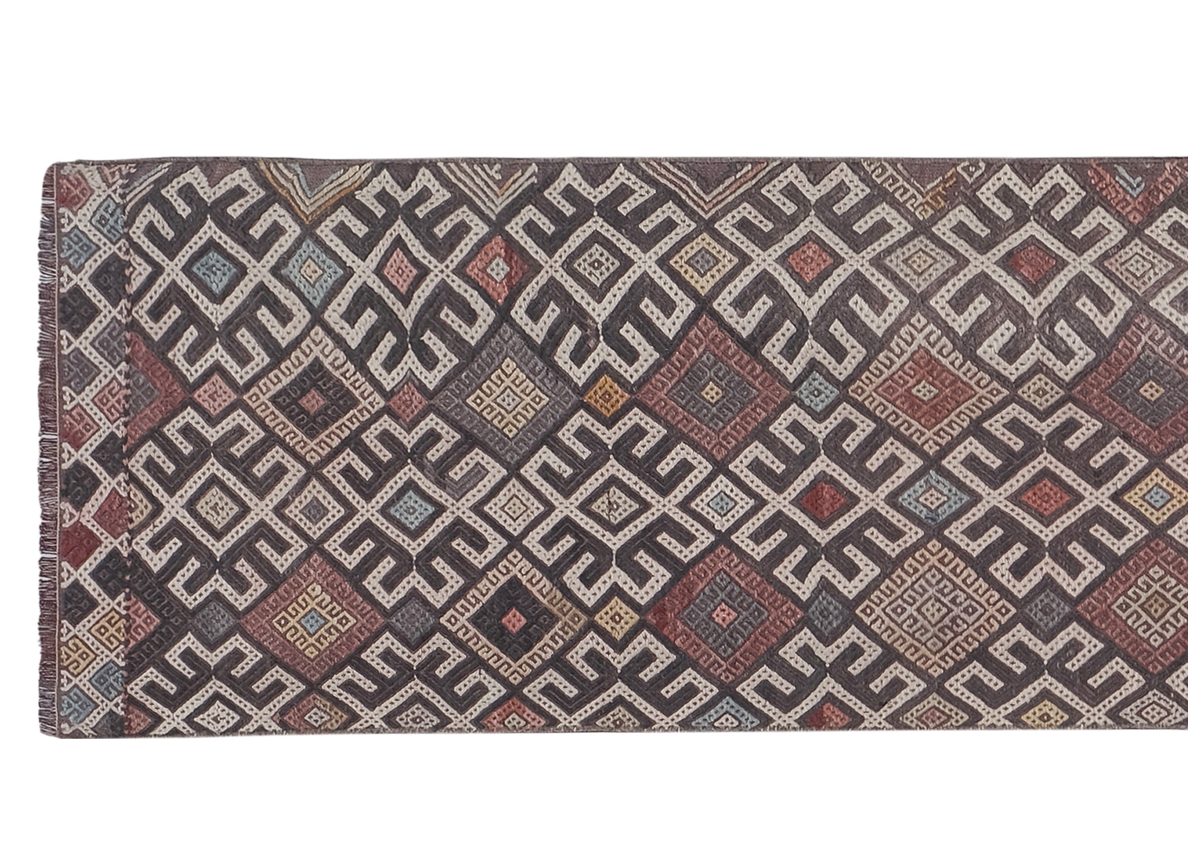 Vintage Turkish rug from Oushak, handwoven 64x275 cm