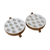 Emile Henry snail service - 2 Pans 12 holes - Brown caquelons