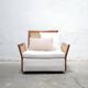 Fauteuil vintage en bois et cannage