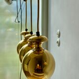 Set of three Vintage Golden Bell Scandi-Lamp Pendant Lamps 1960's Denmark