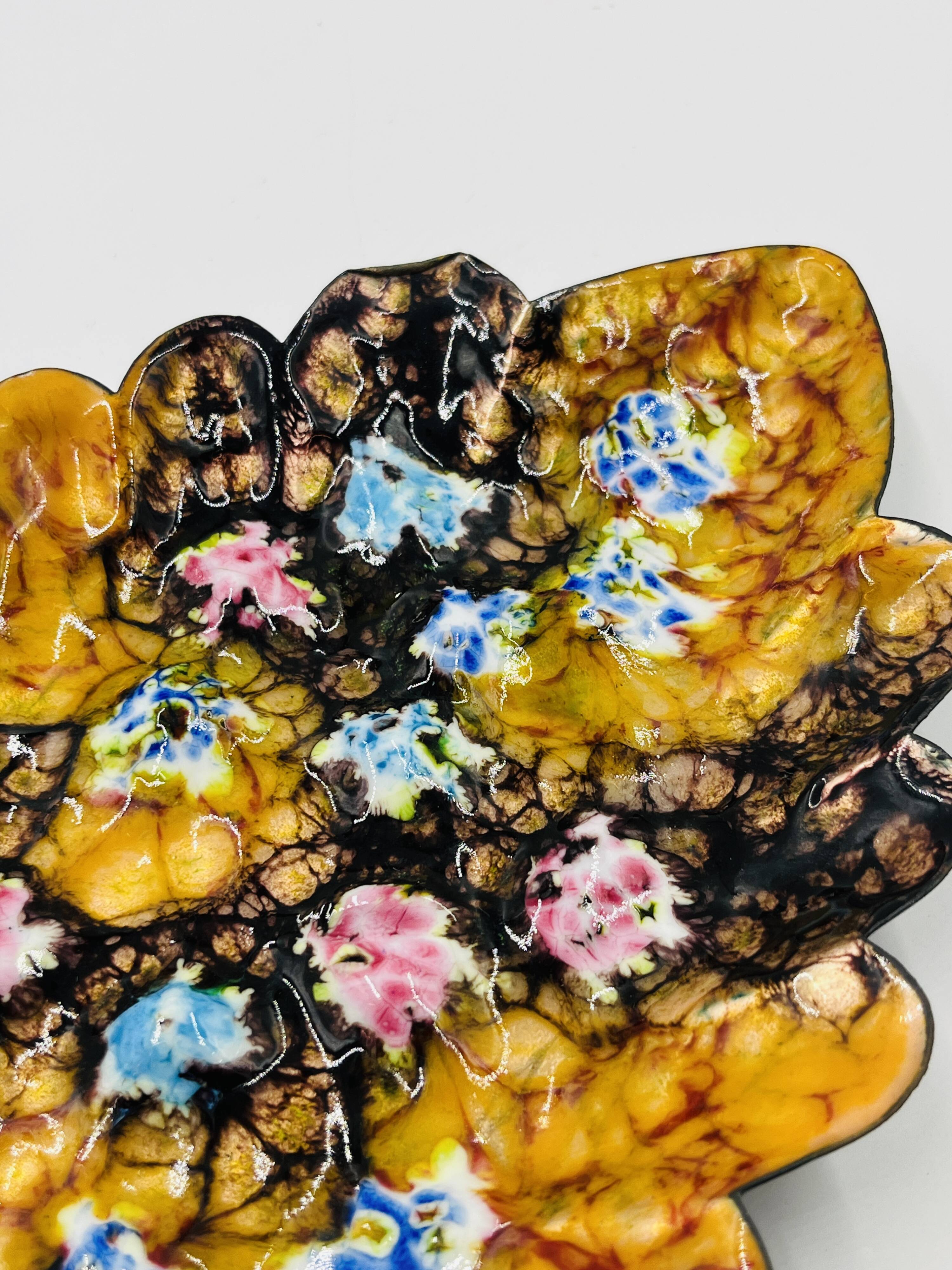 Large Enamelled Copper Plate Esmaltes Garcia 70s