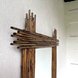 Pair of large vintage bamboo mirrors, 1970s