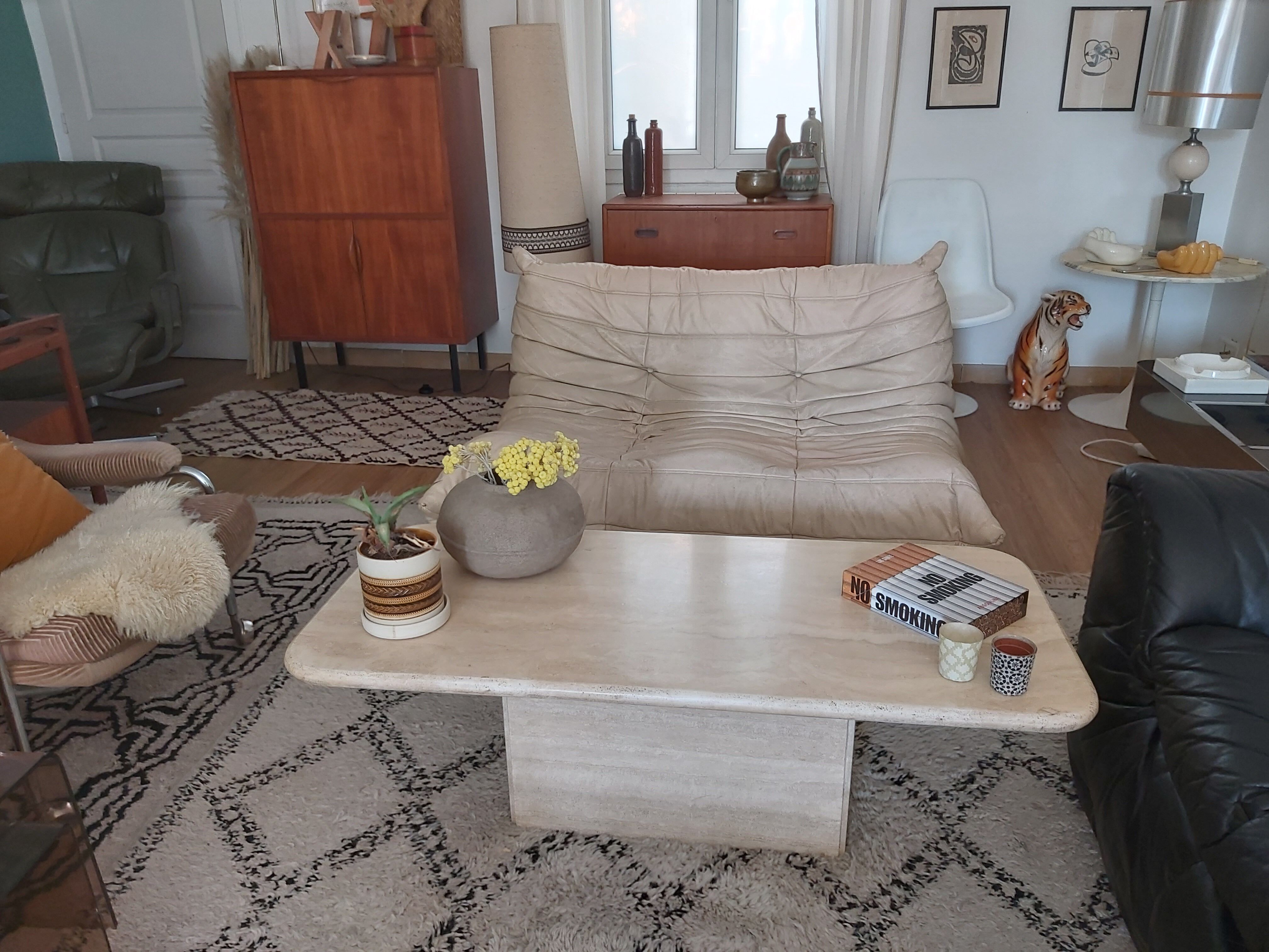 70s travertine coffee table