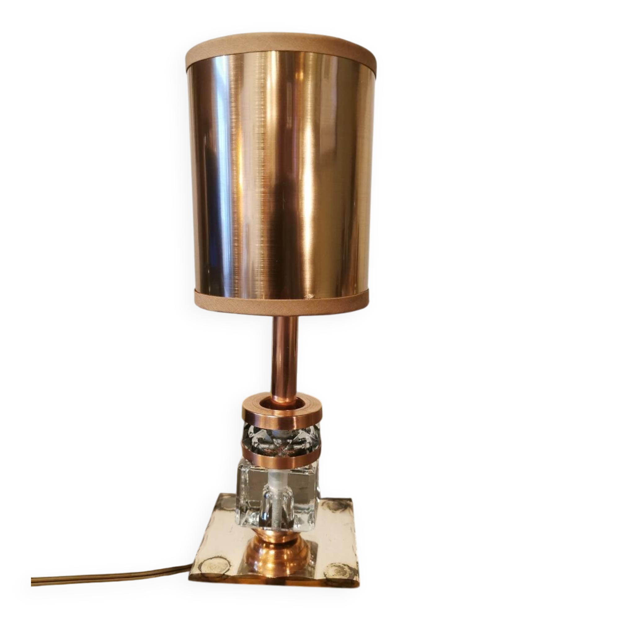 Art Deco mirror lamp, copper and glass