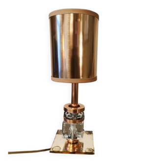 Lampe art déco miroir, cuivre et verre