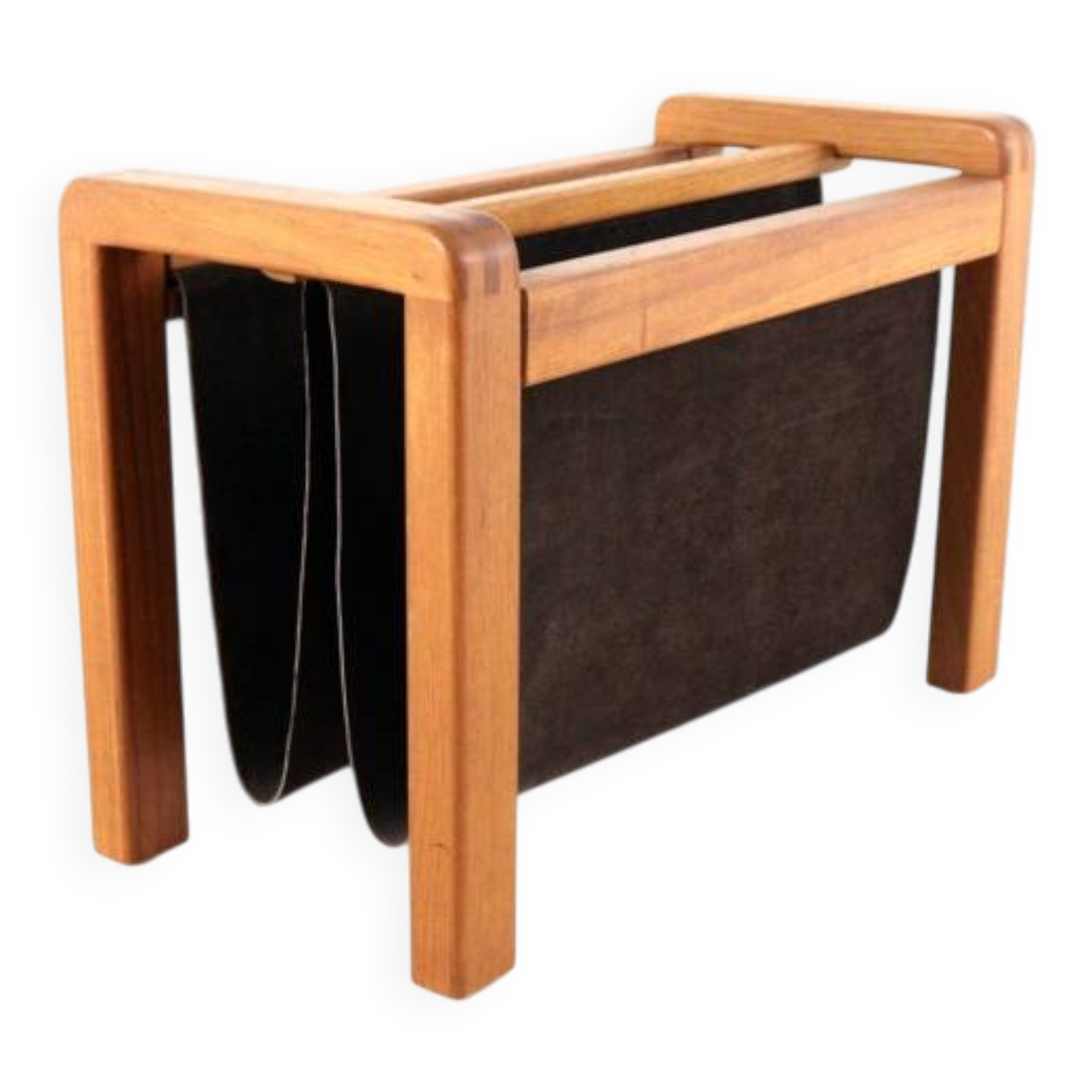 Salling stolefabrik magazine rack with leather in teak