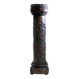 Pedestal plantstand, colum mahogany, handcarved wood, 1950s