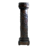 Pedestal plantstand, colum mahogany, handcarved wood, 1950s