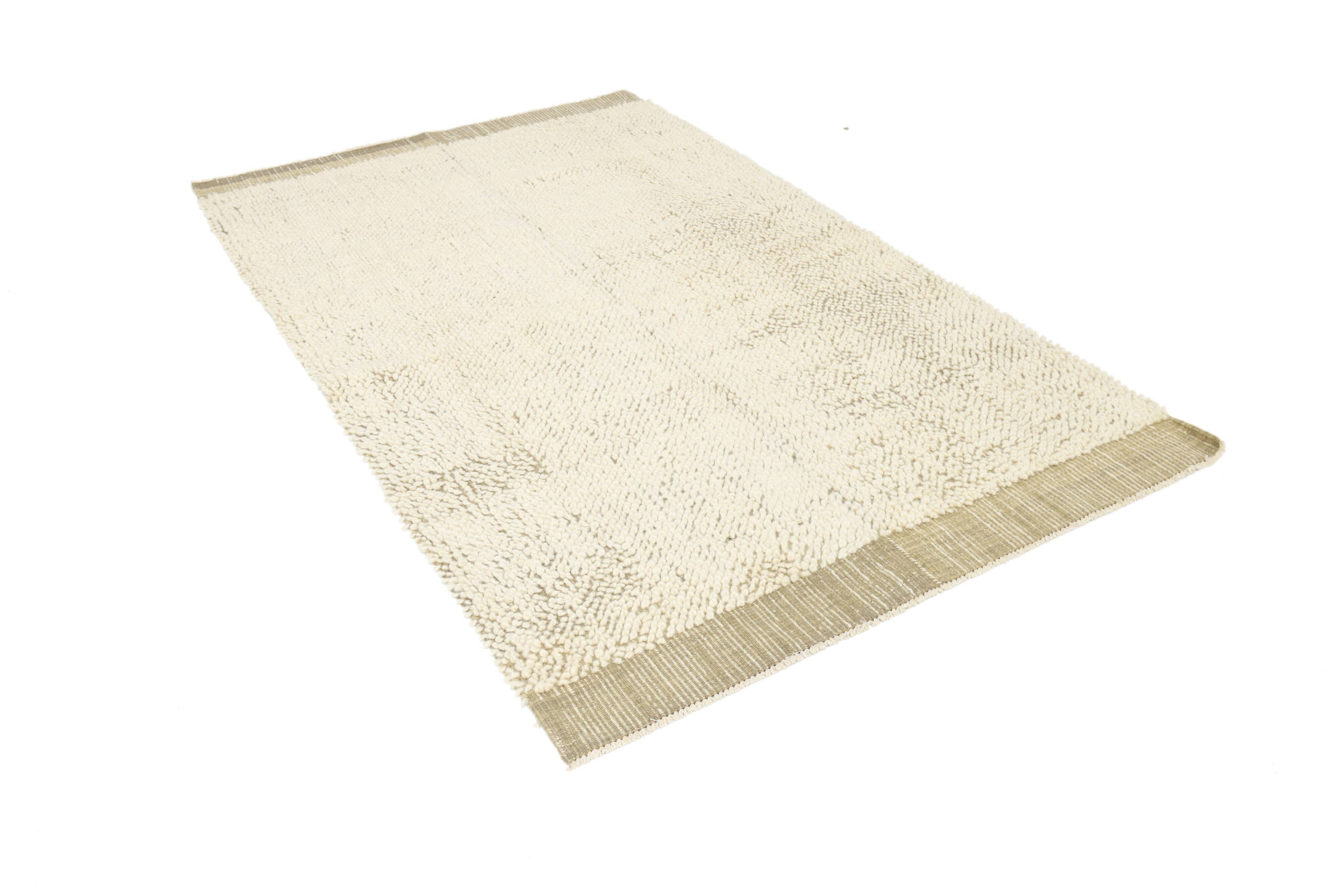 4x7 Army Green & Beige Modern Kilim Rug, 130x215Cm