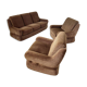 Old 3-seater sofa and vintage armchairs in French designer fabrics from the 70s, Beka brand