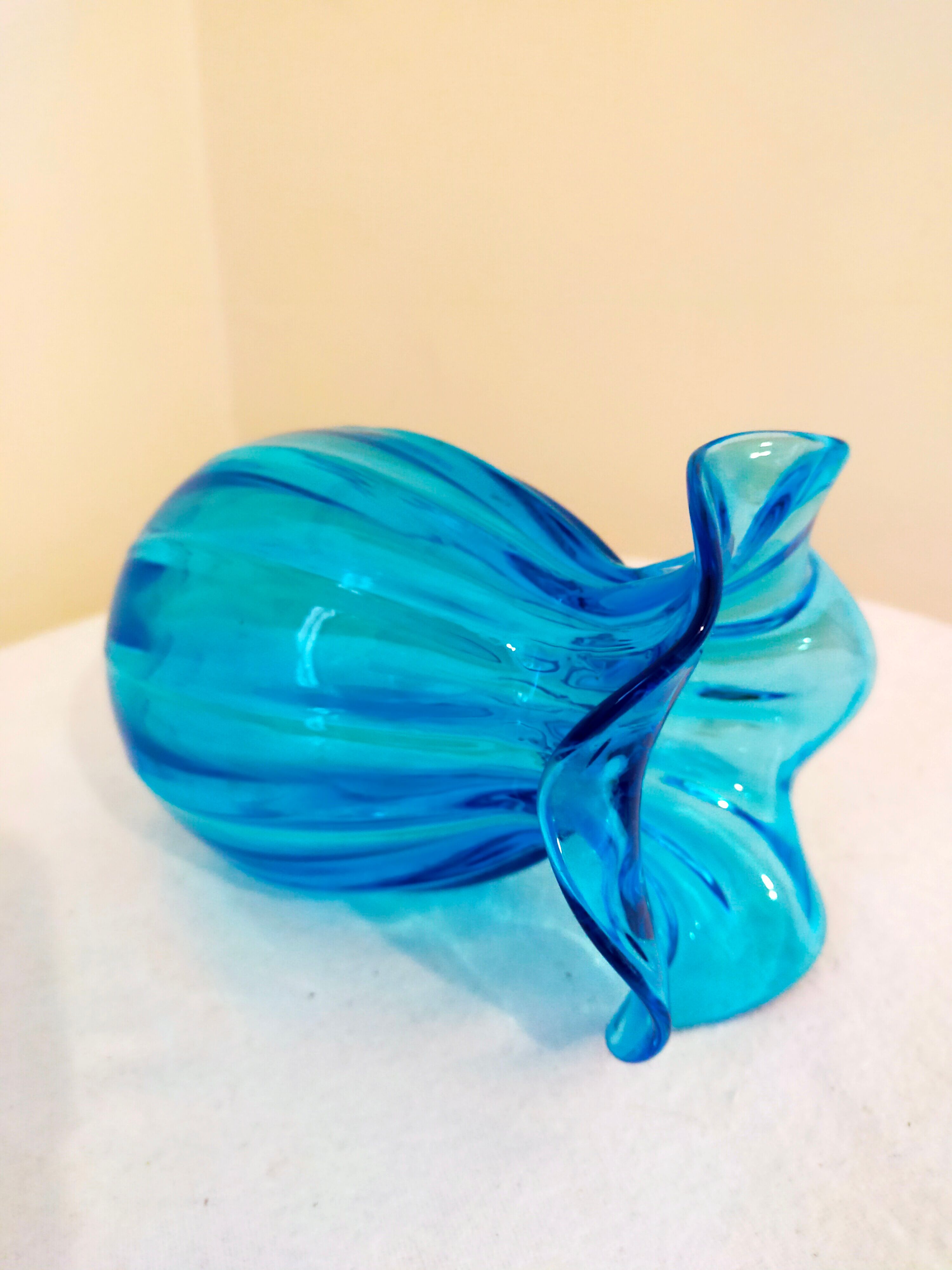 Blue blown glass vase
