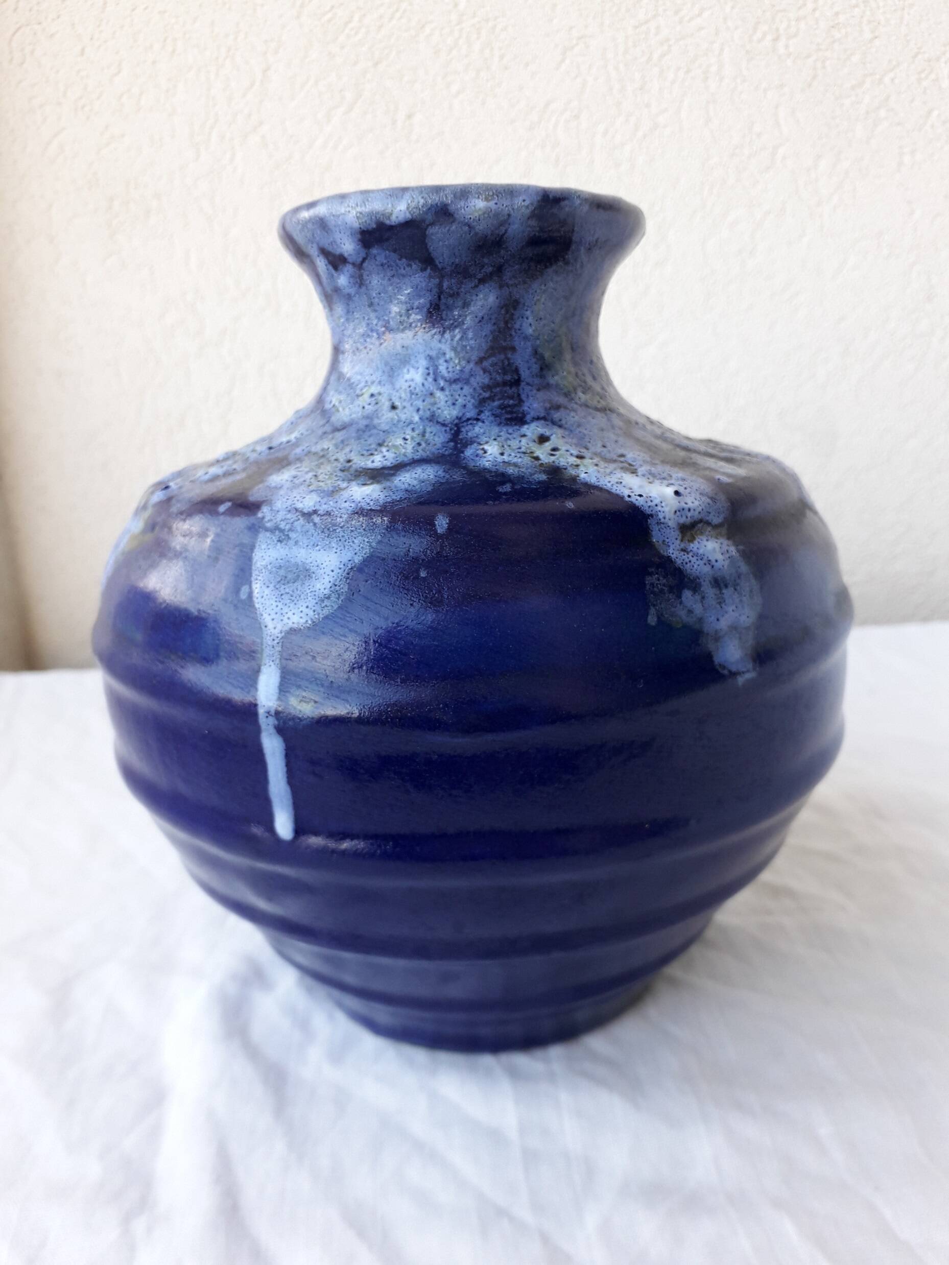 Blue stoneware vase