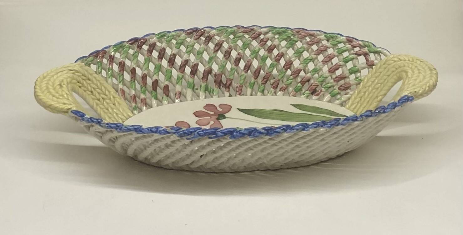 Vintage Spanish ceramic basket dish