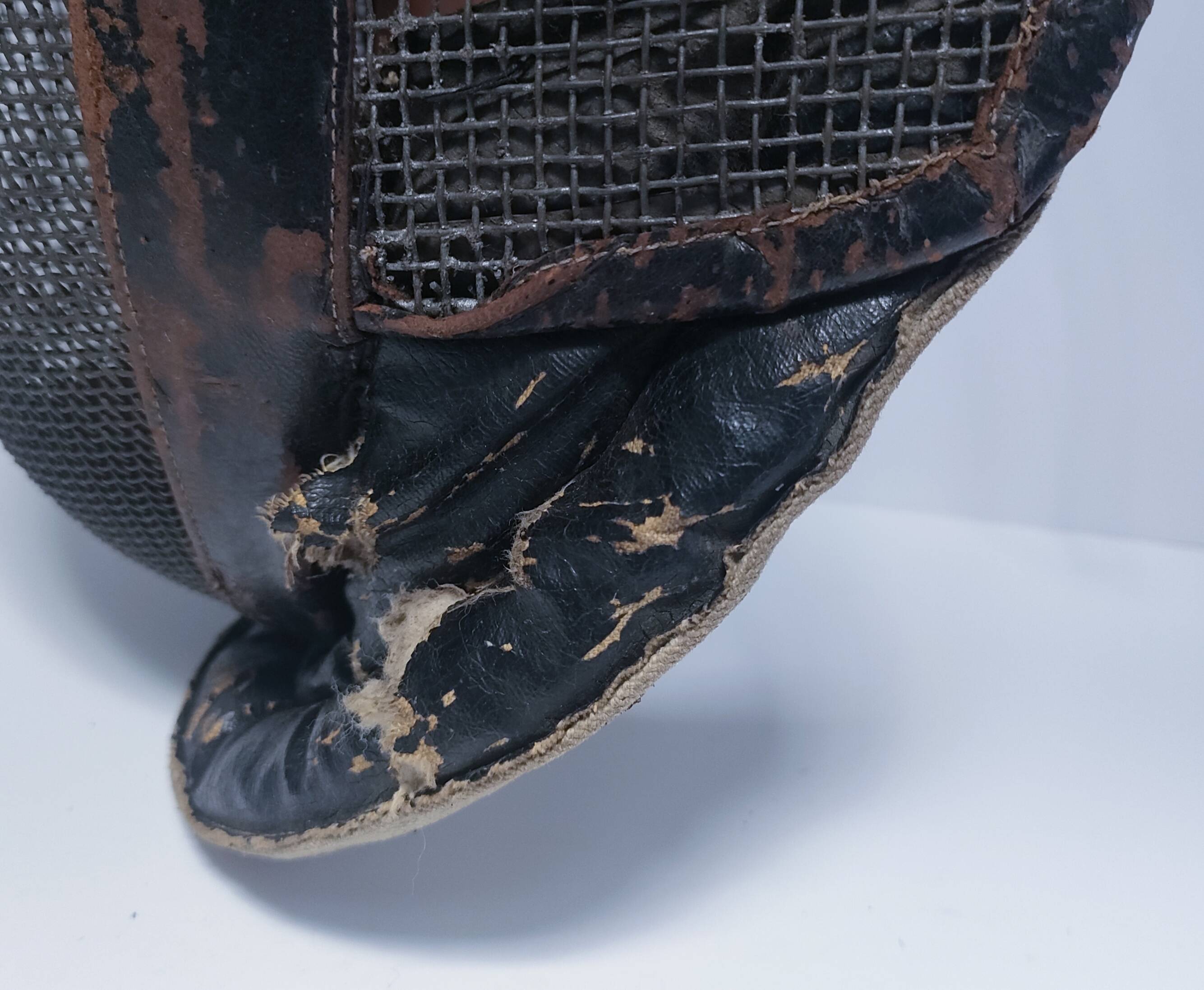 metal and leather fencing mask, early 20th century