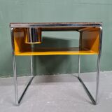 Vintage Design Wengé And Metal Side Table