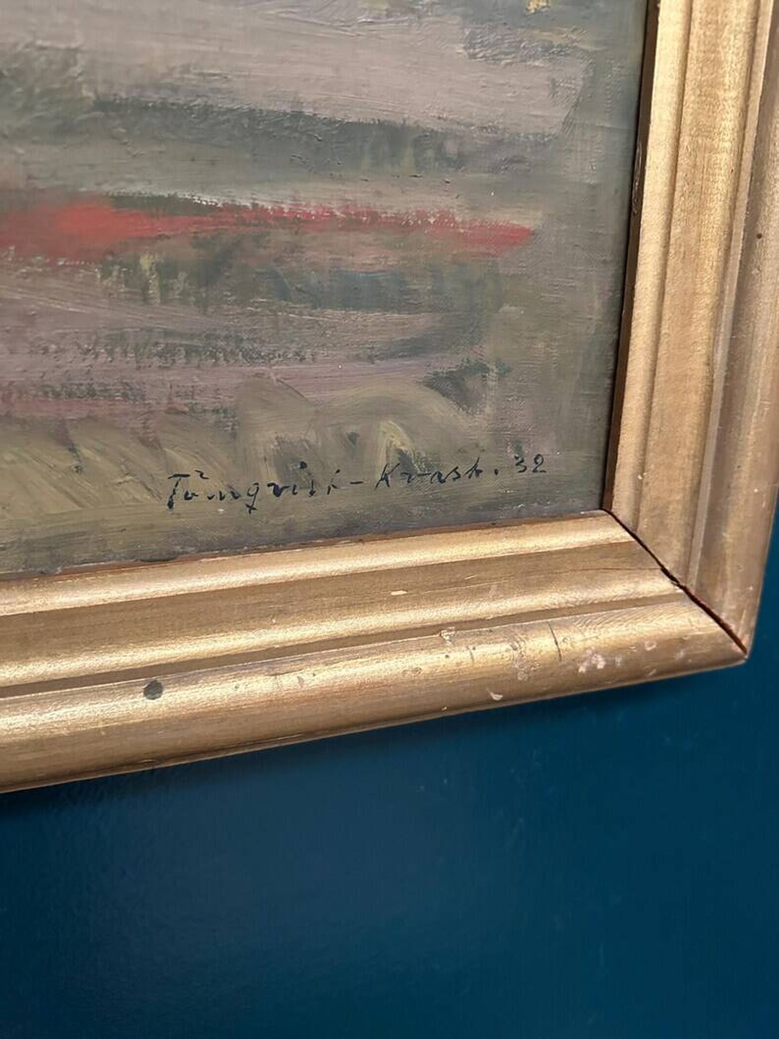 Huile sur toile originale suédoise – "Paysage" par Tornqvist – Signée – Datée 1932 – Encadrée