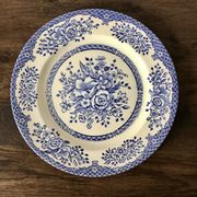 Set of 6 English flat plates, in ironstone ceramic, flower patterns