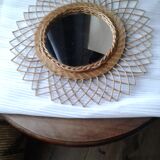 60s rattan mirror 40cm