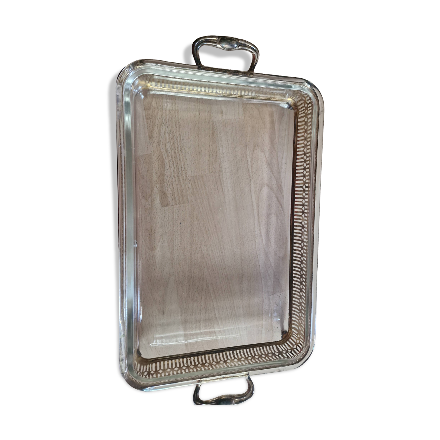 Gratin dish with silver-plated server