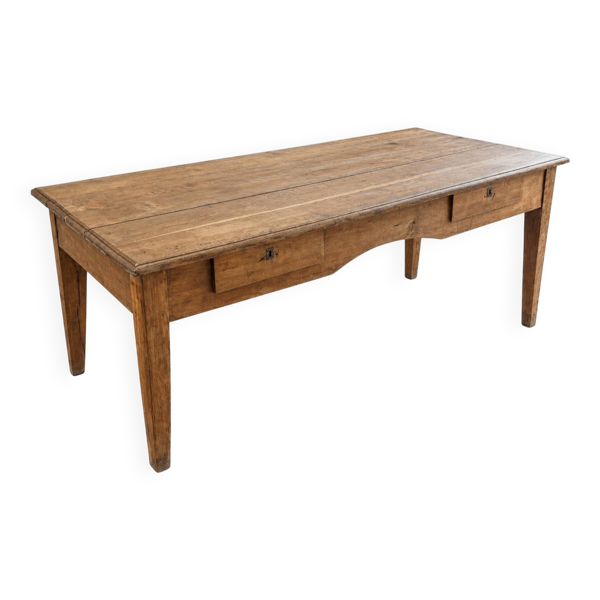 Grande table de ferme ancienne en bois massif – 194 cm