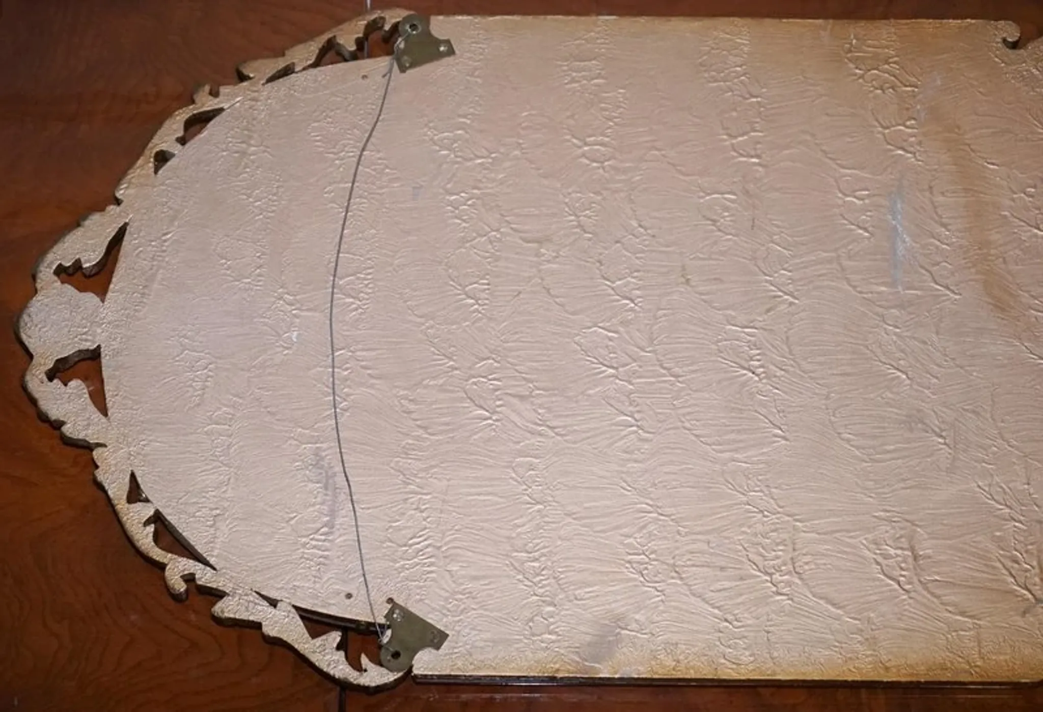 Vintage Art Deco Mirror with Bevelled Glass Panels in Peach by Atsonea, 1960s