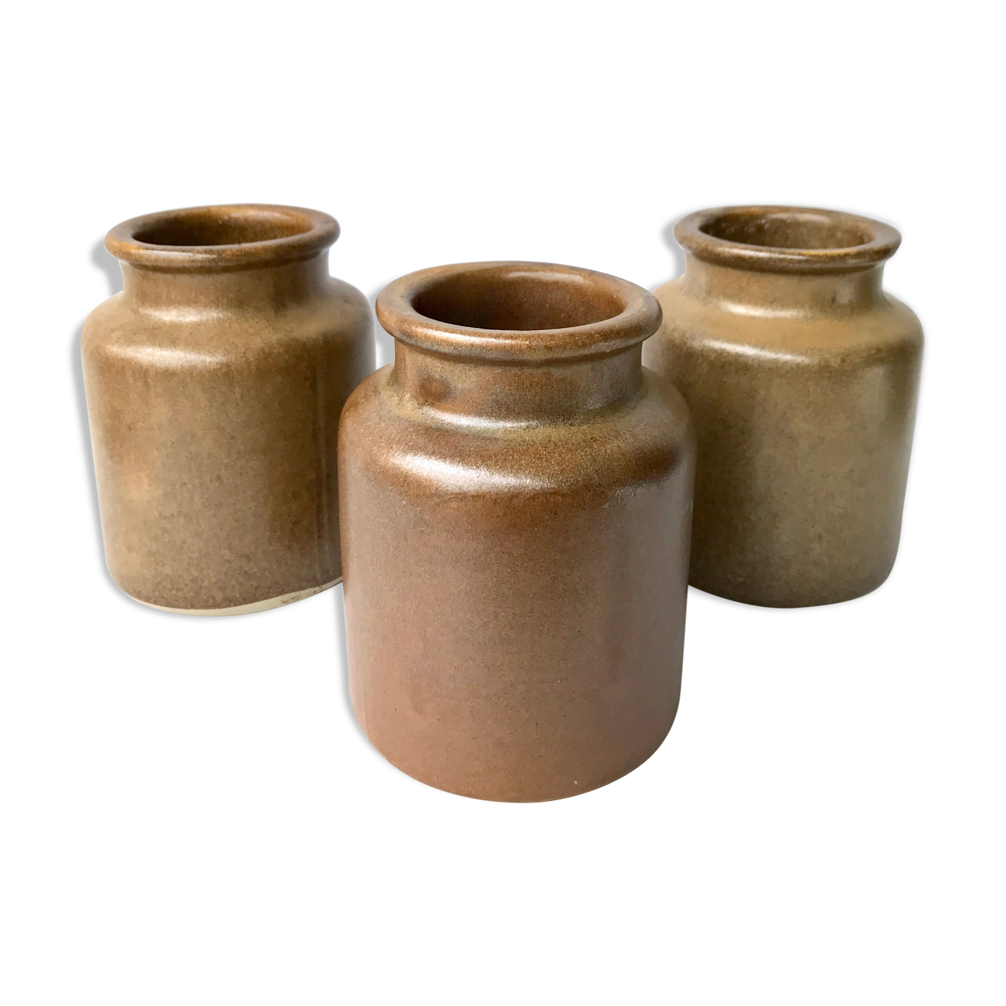 Set of 3 varnished sandstone pots