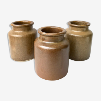 Set de 3 pots en grès vernissé