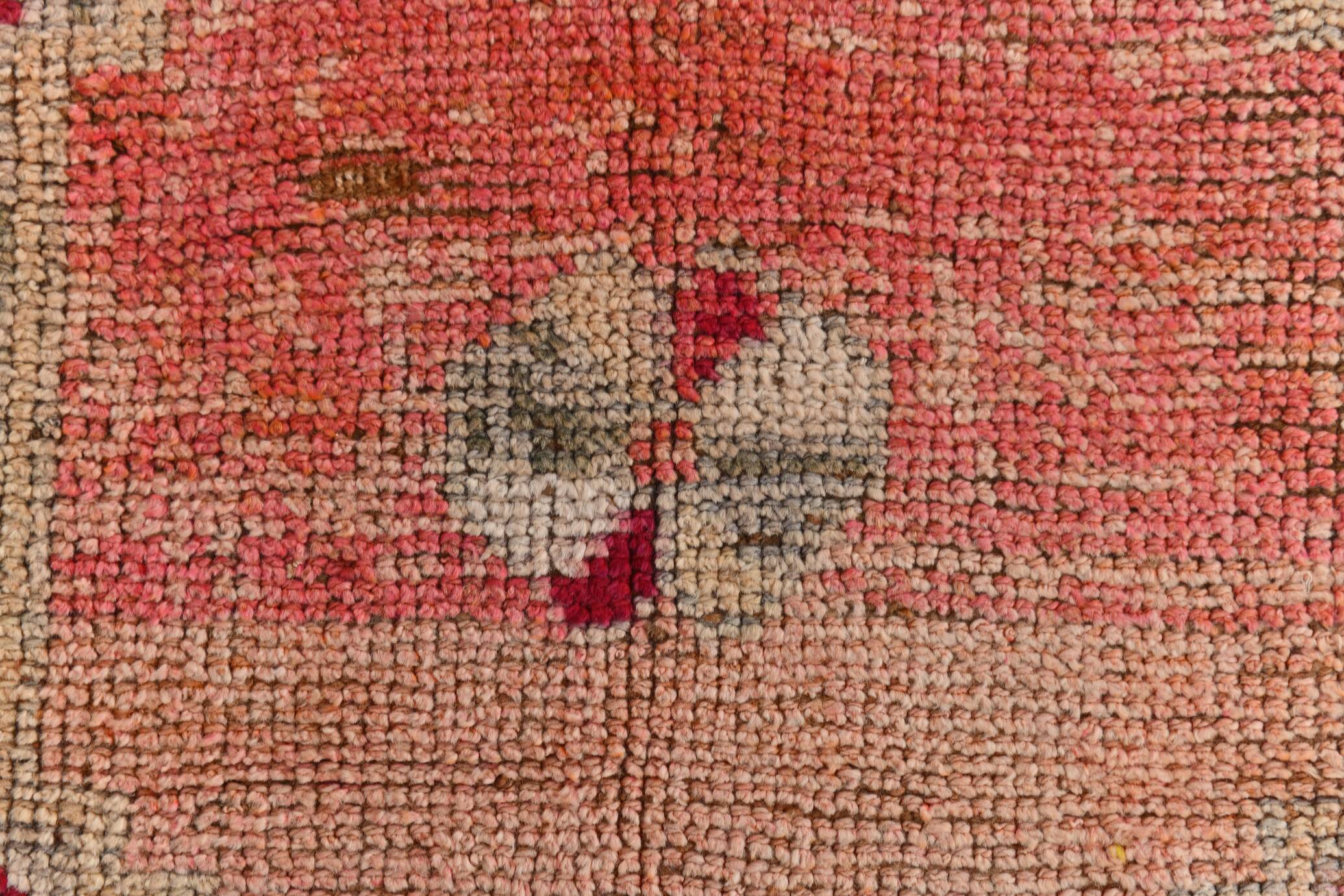 Tapis kilim ancien tons rouges et gris, motifs géométriques turcs,99x343 Cm