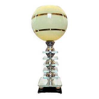 Lampe Art Déco à Plaques de Verre - Miroir - Globe - Luminaire Vintage