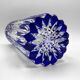 Vase japonais d'art EDO KIRIKO en cristal transparent et bleu cobalt