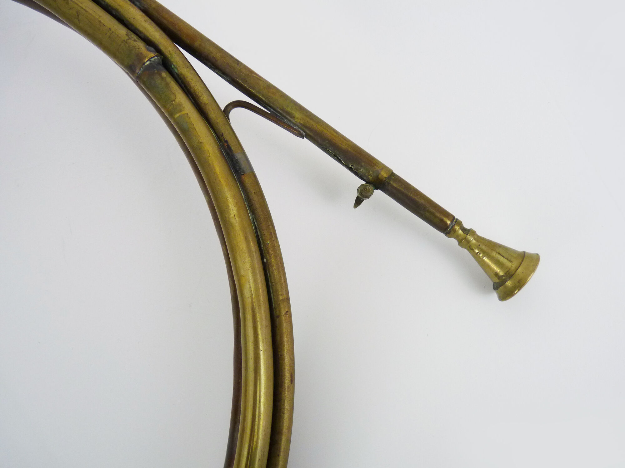 Old brass hunting horn