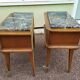 Set of 2 black white marble wood bedside tables with compass legs