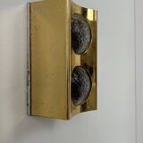 Vintage wall light in brass and bubbled glass, France, 1950.