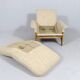 Fauteuil lounge scandinave du milieu du siècle avec ottoman, 1970