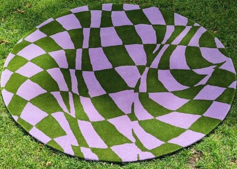 Round carpet purple tiles Diam 150cm