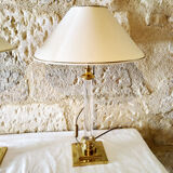 Paire de lampe plexiglas et laiton, Maison Le Dauphin, 1970
