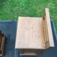 Vintage bedside tables with solid oak compass legs (pair)