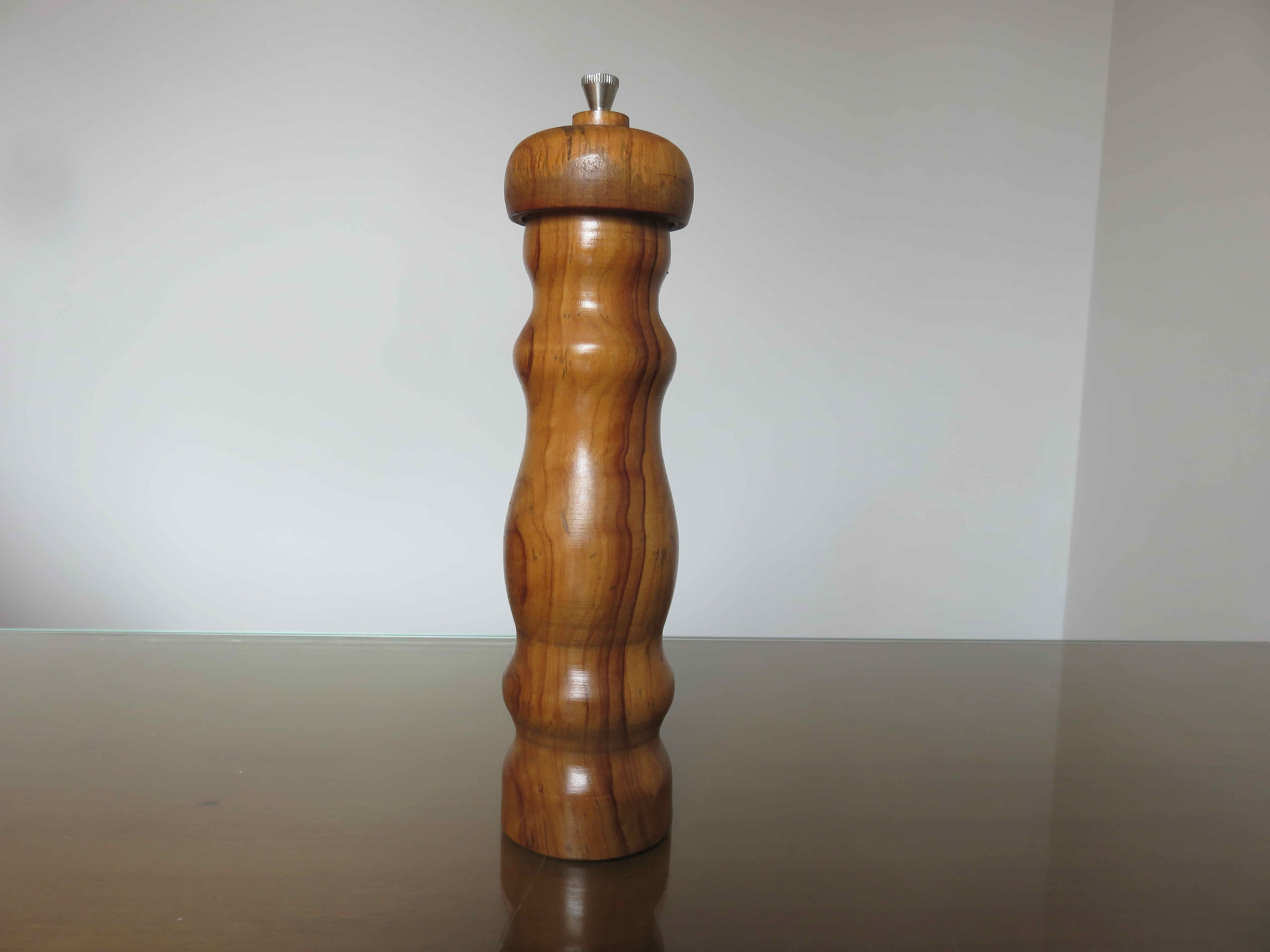 Olive wood pepper mill made in Spain 60s
