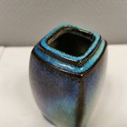 Vase in several shades of blue, from Danish Stogo art pottery. Estimated 1970-1980s