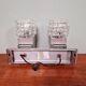 Pair of brushed aluminum and crystal wall lights, 1970s